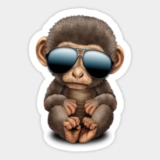 Cute Baby Monkey Wearing Sunglasses Sticker